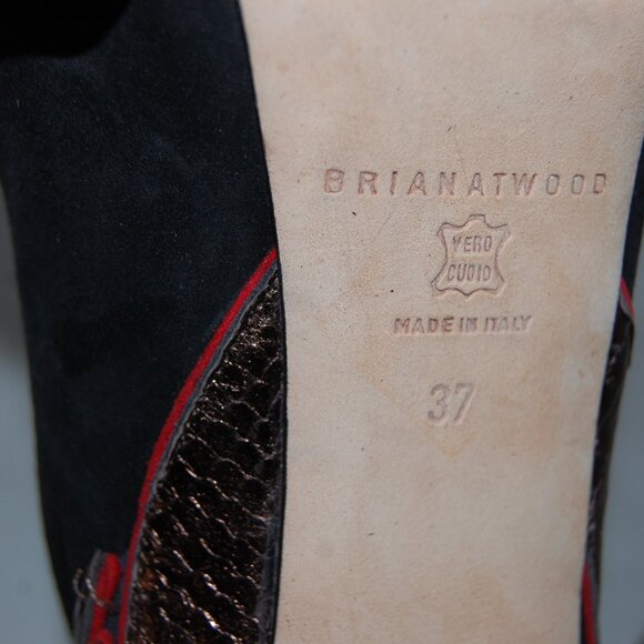 EU37/US7❤️Brian Atwood Suede Leather High Heel Platform Ankle Boots Bootie ITALY - Picture 15 of 15